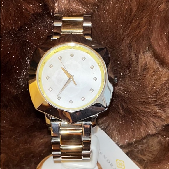 NWT Kendra Scott Dira Two Tone Stainless Steel 38mm Diamond Dial - Picture 2 of 4